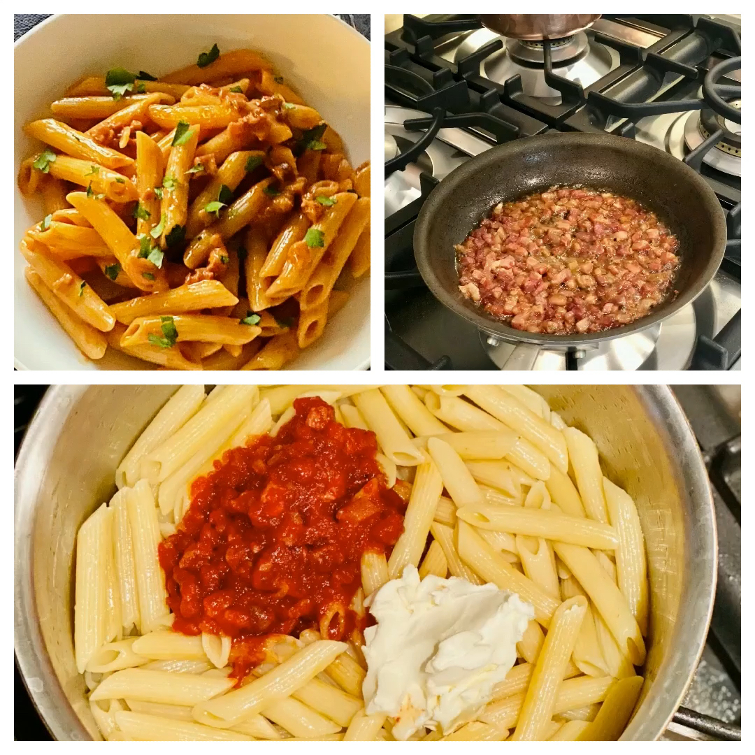 Mascarpone Pancetta Penne Yours Truly, Wine